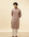 Manyavar Men Dusty Lavender Kaleidoscopic Printed Kurta Set