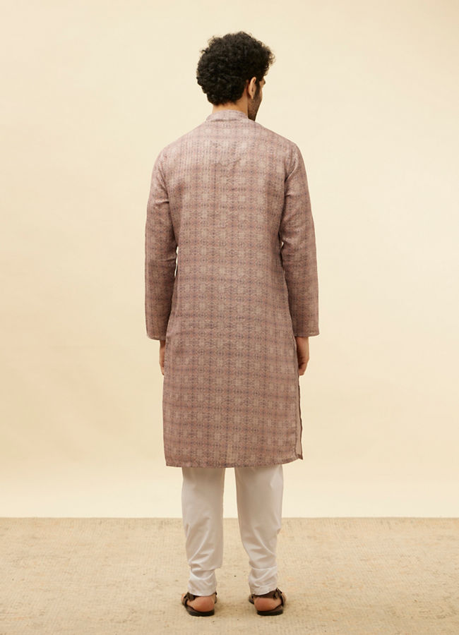 Manyavar Men Dusty Lavender Kaleidoscopic Printed Kurta Set