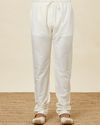 Manyavar Men Cream White Jaal Patterned Kurta Set
