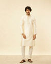 Manyavar Men Marsala Red Paisley Printed Kurta Set