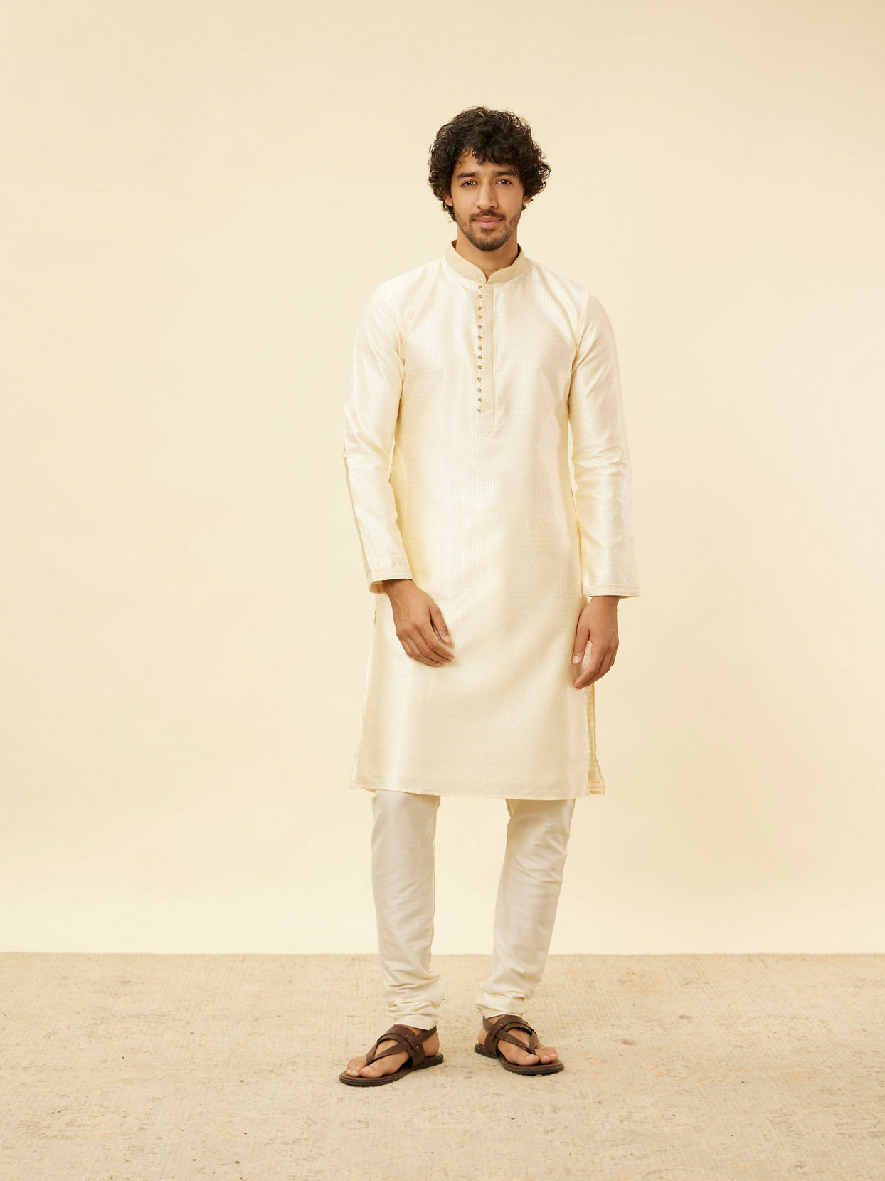 Manyavar Men Marsala Red Paisley Printed Kurta Set