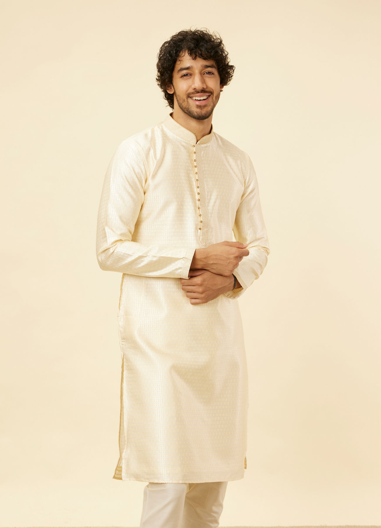 Manyavar Men Marsala Red Paisley Printed Kurta Set