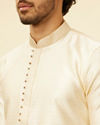 Manyavar Men Marsala Red Paisley Printed Kurta Set