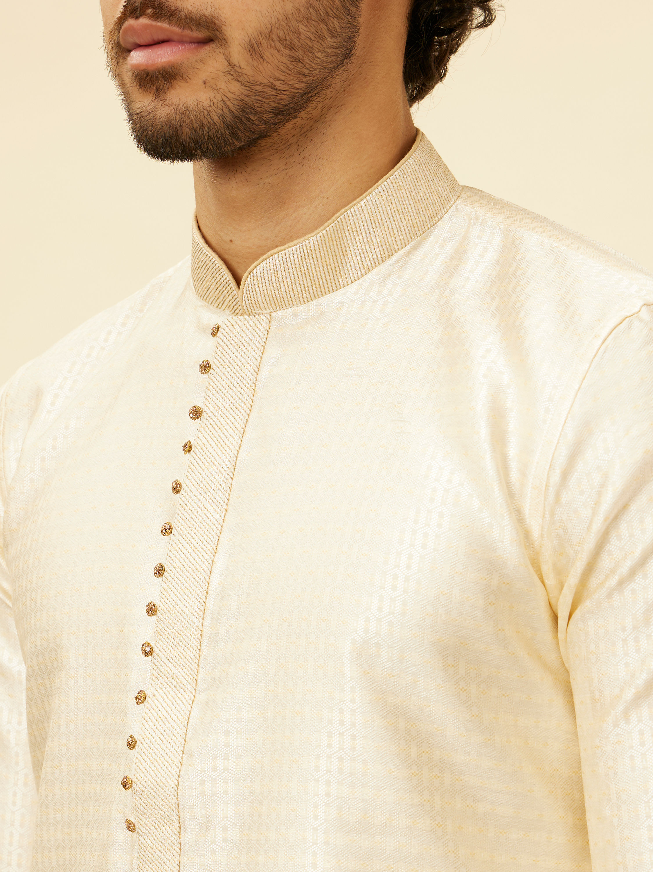 Manyavar Men Marsala Red Paisley Printed Kurta Set