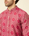 Manyavar Men Ruby Pink Harlequin Printed Kurta Set