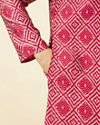 alt message - Manyavar Men Ruby Pink Harlequin Printed Kurta Set image number 3