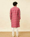 alt message - Manyavar Men Ruby Pink Harlequin Printed Kurta Set image number 5