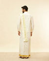 Ivory Cream Detailed Traditional South Indian Shirt and Veshti Set image number 3