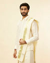 Ivory Cream Detailed Traditional South Indian Shirt and Veshti Set