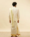 Ivory Cream Detailed Traditional South Indian Shirt and Veshti Set image number 4