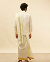 alt message - Manyavar Men Cream Traditional South Indian Shirt and Veshti Set image number 4