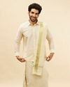 Ivory Cream Detailed Traditional South Indian Shirt and Veshti Set image number 0