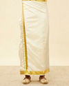 Manyavar Men Cream Traditional South Indian Shirt and Veshti Set