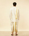 Manyavar Men Cream Beige Self Patterned Kurta Set