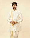 Cream Beige Self Patterned Kurta Set image number 0