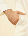 Manyavar Men Cream Beige Self Patterned Kurta Set