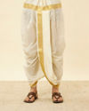 Manyavar Men Cream Beige Self Patterned Kurta Set