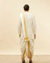 Manyavar Men Bright Cream Zari Bordered Traditional South Indian Pancha Set