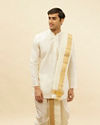 Bright Cream Zari Bordered Traditional South Indian Pancha Set