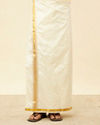 Bright Cream Detailed Traditional South Indian Shirt and Veshti Set image number 3