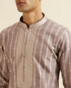 Manyavar Men Lilac Striped Kurta Set image number 1