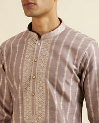 Manyavar Men Lilac Striped Kurta Set