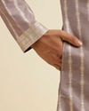 Manyavar Men Lilac Striped Kurta Set