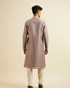 Manyavar Men Lilac Striped Kurta Set image number 4