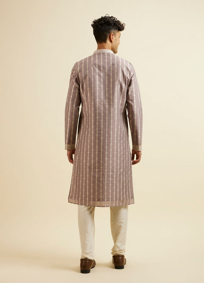 Manyavar Men Lilac Striped Kurta Set