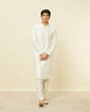 Manyavar Men Soft Cream Bandhgala Neckline Kurta Set