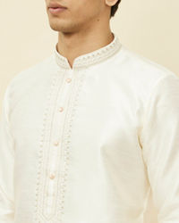 Manyavar Men Soft Cream Bandhgala Neckline Kurta Set