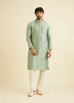 Manyavar Men Splendid Green Kurta Pajama image number 2