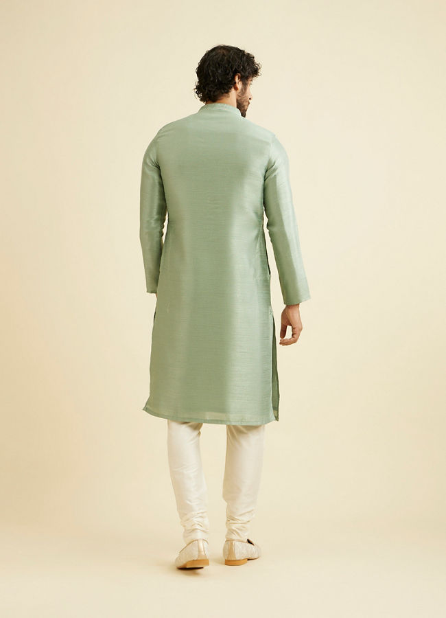 alt message - Manyavar Men Splendid Green Kurta Pajama image number 5