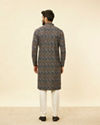 alt message - Manyavar Men Pristine White Diamond Patterned Kurta Set image number 4