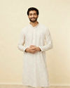 Manyavar Men Soft Pink Bel Buti Patterned Kurta Set image number 0