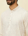 Manyavar Men Soft Pink Bel Buti Patterned Kurta Set