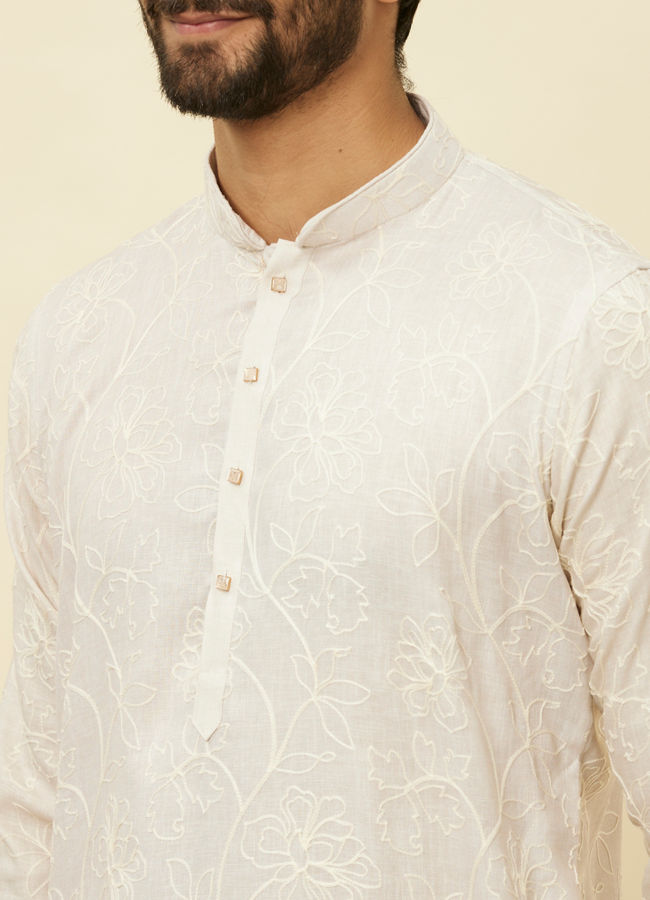 Manyavar Men Soft Pink Bel Buti Patterned Kurta Set