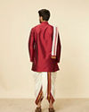 Manyavar Men Maroon and Cream Zari Detailed Traditional South Indian Dhoti Set