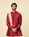 Maroon and Cream Zari Detailed Traditional South Indian Dhoti Set image number 0