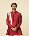 Maroon and Cream Zari Detailed Traditional South Indian Dhoti Set