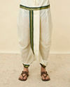 alt message - Manyavar Men Forest Green and Cream Zari Detailed Traditional South Indian Dhoti Set image number 4