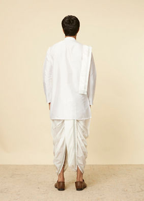 Soft White Zari Detailed Traditional South Indian Dhoti Set image number 5