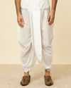 Manyavar Men Soft White Zari Detailed Traditional South Indian Dhoti Set