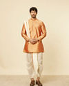 Golden Fawn Zari Bordered Traditional South Indian Dhoti Set image number 2