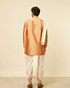 Golden Fawn Zari Bordered Traditional South Indian Dhoti Set image number 5
