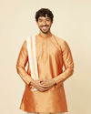 Golden Fawn Zari Bordered Traditional South Indian Dhoti Set image number 0