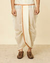 Golden Fawn Zari Bordered Traditional South Indian Dhoti Set image number 4