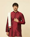 Maroon Zari Bordered Traditional South Indian Dhoti Set image number 0