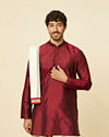 Maroon Zari Bordered Traditional South Indian Dhoti Set