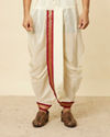Maroon Zari Bordered Traditional South Indian Dhoti Set image number 4